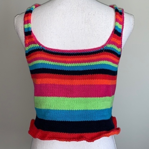 Tommy Hilfiger Knit Rainbow Cropped Sweater Tank - Picture 3 of 4